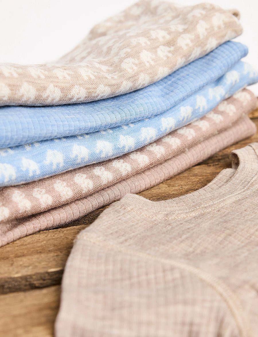 Smallstuff - Body SS, light nature melange drop needle, merino wool - rompers met korte mouwen - light nature - 0