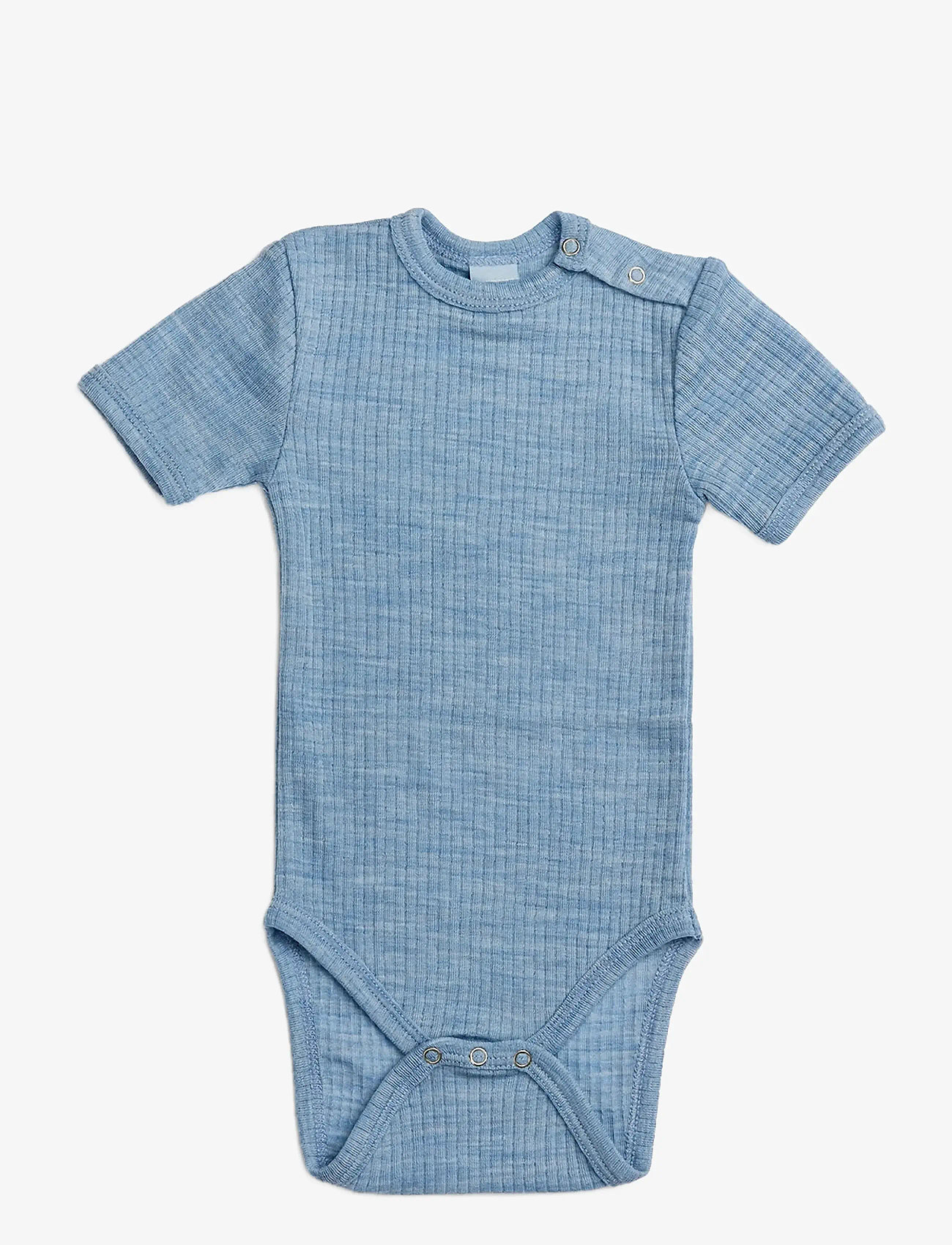 Smallstuff - Body SS, light blue melange drop needle, merino wool - short-sleeved bodies - light blue - 0