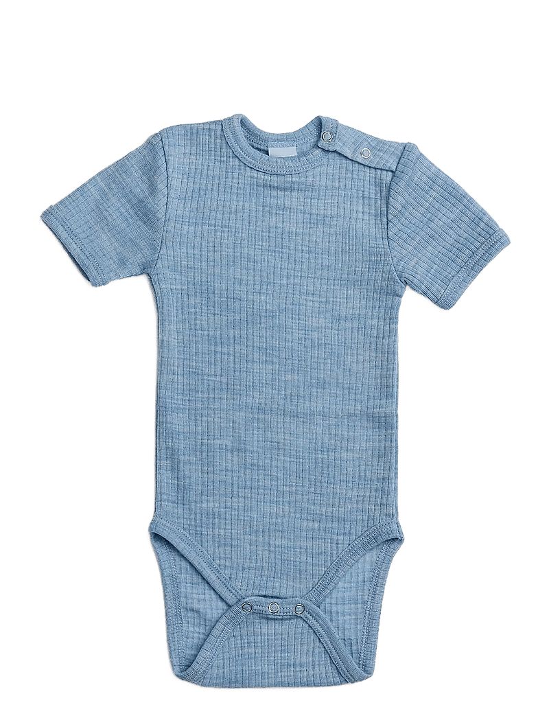 Smallstuff - Body SS, light blue melange drop needle, merino wool - short-sleeved bodies - light blue - 0