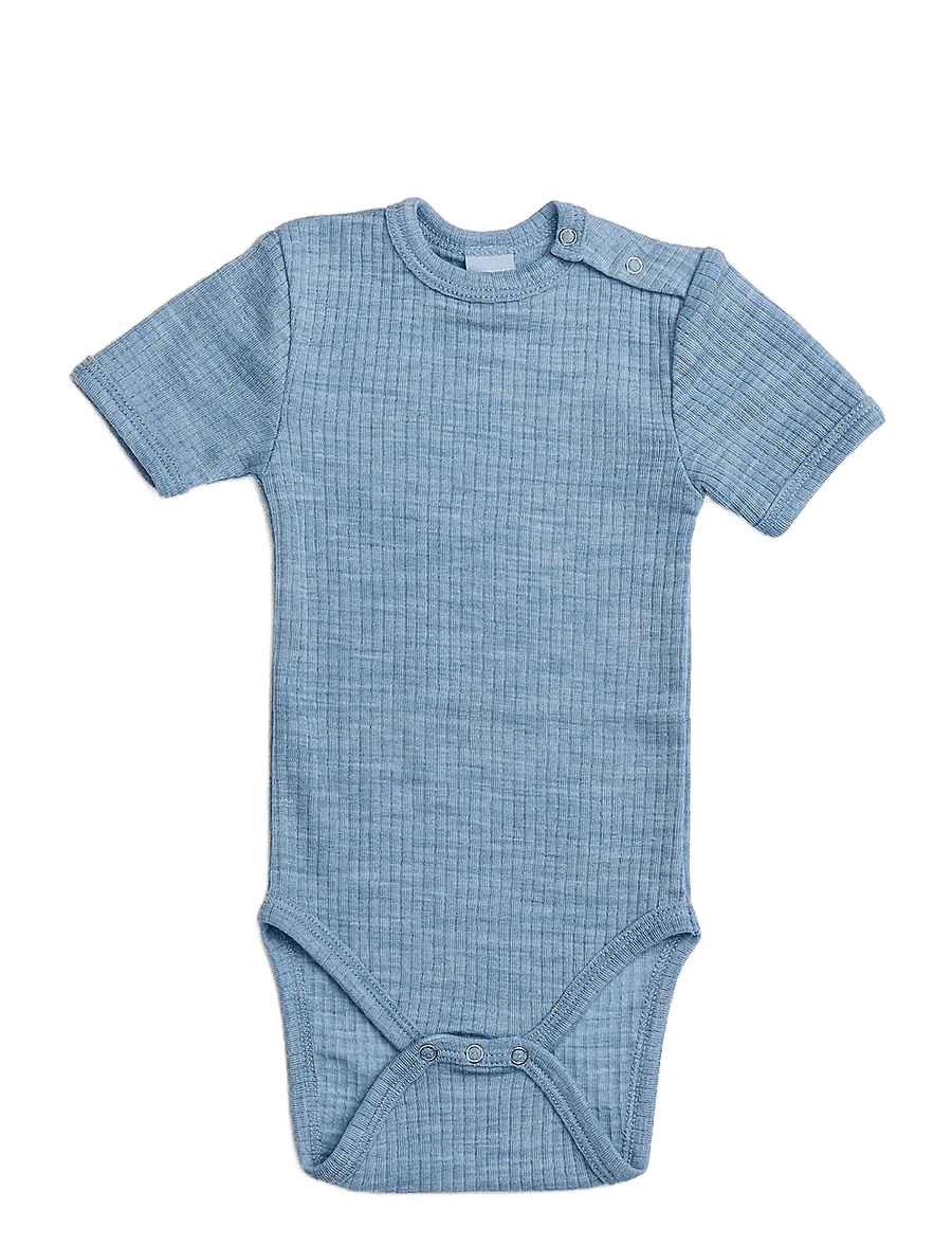 Smallstuff - Body SS, light blue melange drop needle, merino wool - rāpulītis ar īsām piedurknēm - light blue - 0