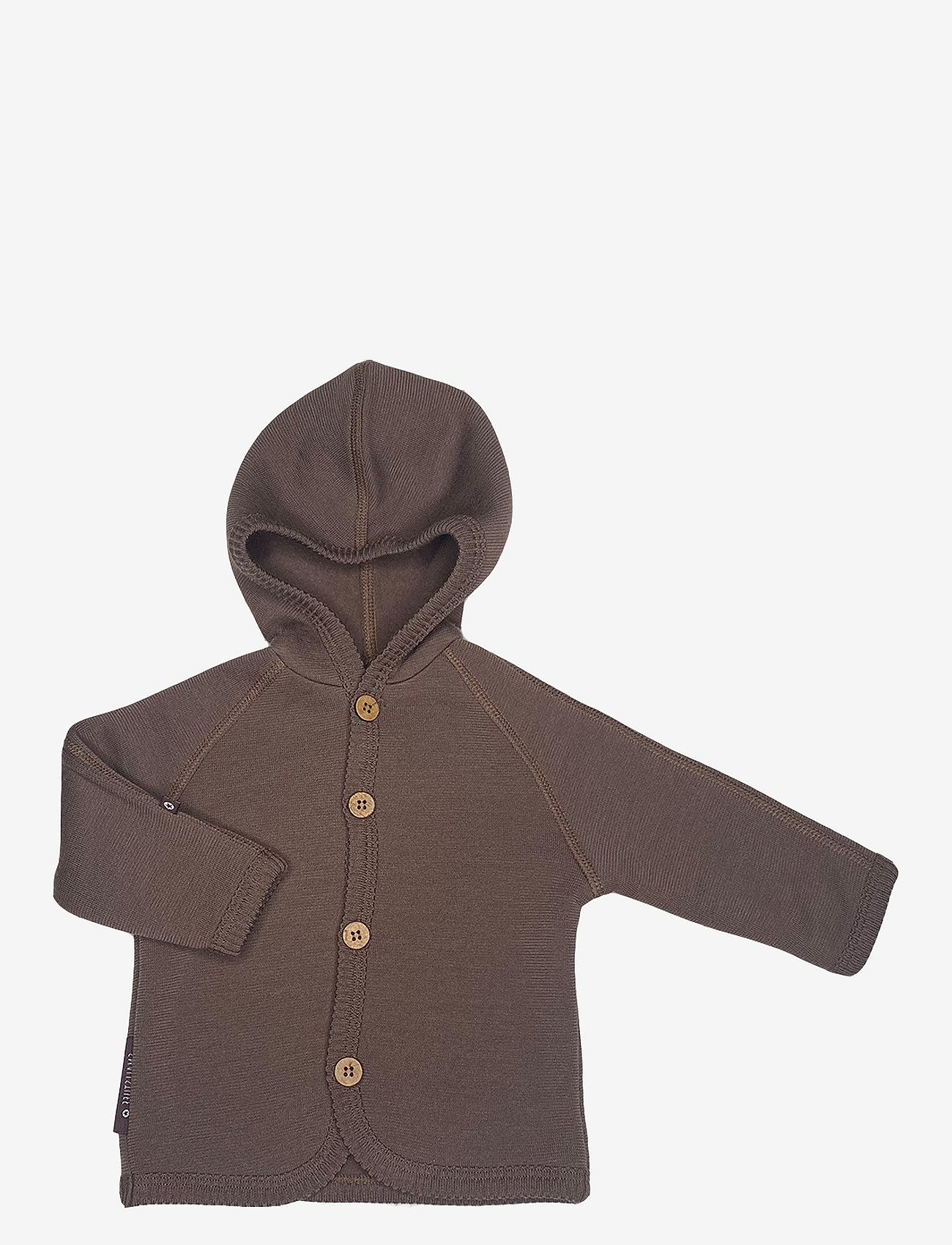Smallstuff - Cardigan merino wool w. buttons and hoodie, rose brown - cardigans - rose brown - 0