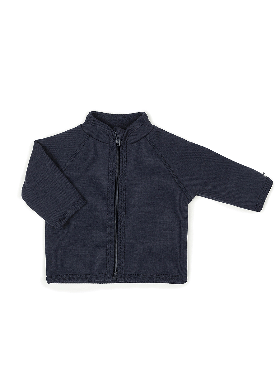 Smallstuff - Cardigan, merino wool w. zipper, navy - veste polaire - navy - 1