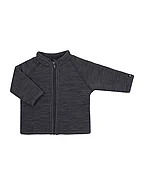 Cardigan  wool w. zipper, dark grey - DARK GREY