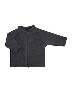 Cardigan  wool w. zipper, dark grey, Smallstuff