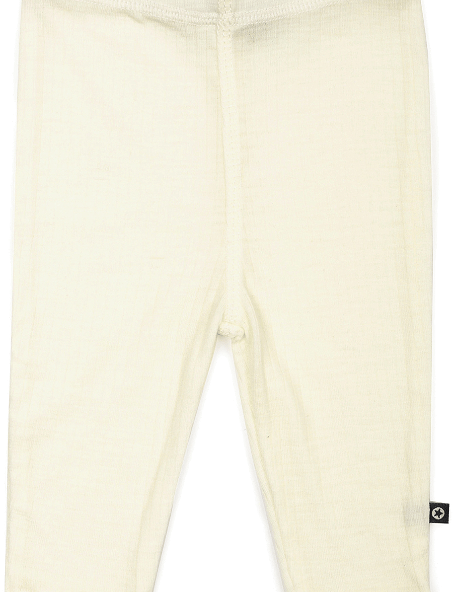 Smallstuff - Legging, denim melange drop needle, merino wool - timpės - offwhite - 1