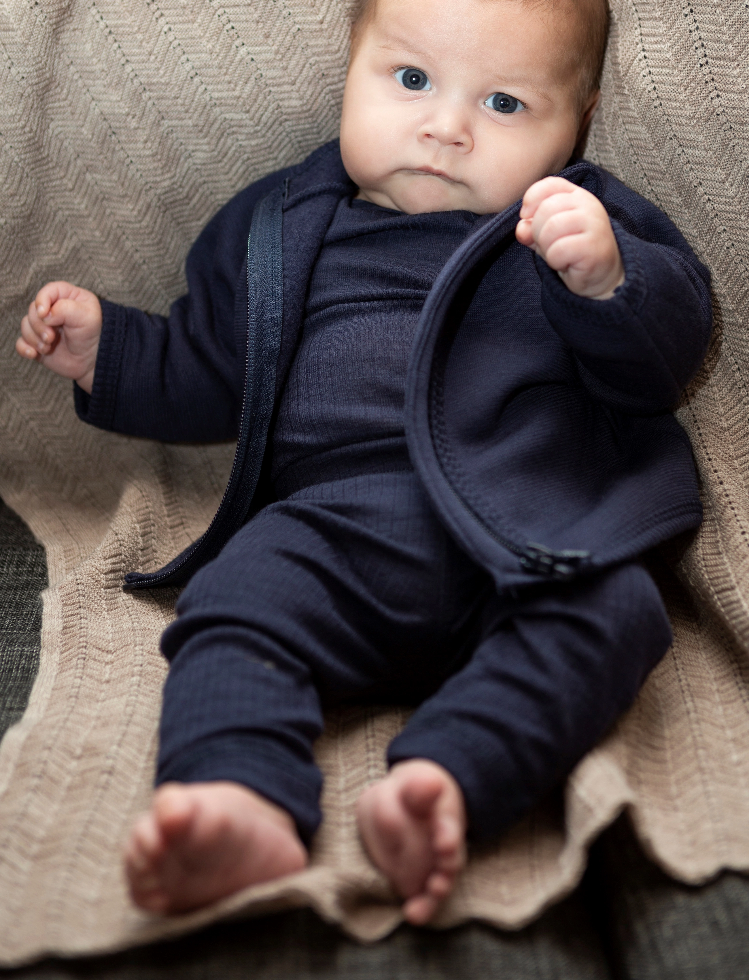 Smallstuff Legging, Navy Drop Needle, Merino Wool, 98, Navy, Underdele > Leggings, Børn
