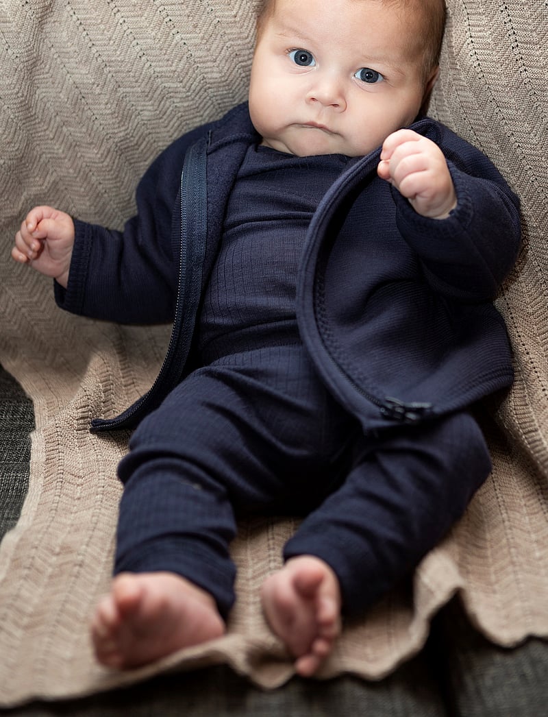 Smallstuff - Legging, navy drop needle, merino wool - leggings - navy - 0