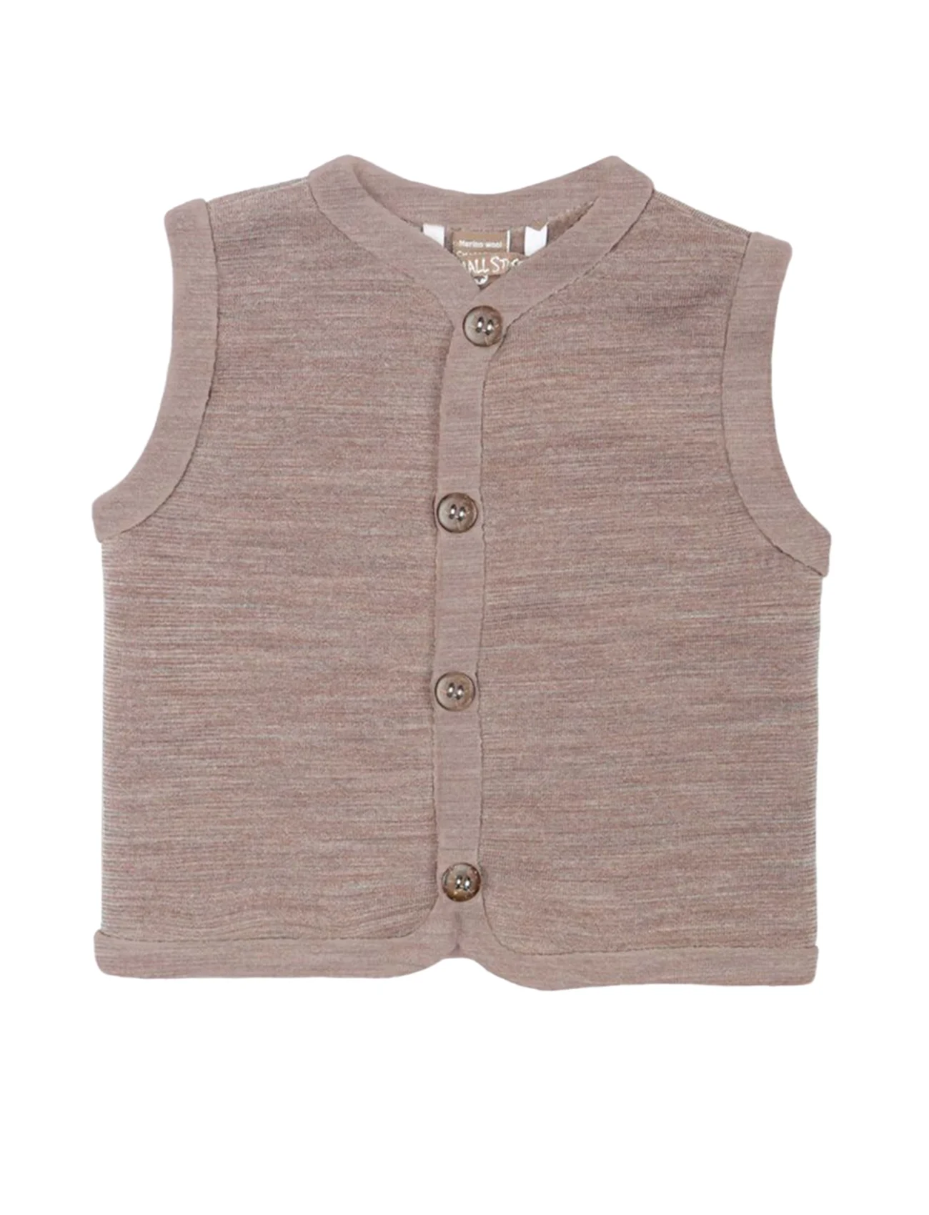 Smallstuff - Vest, merino wool w. buttons, powder - liivit - powder - 0
