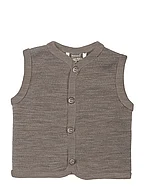 Vest, merino wool w. buttons, nature - NATURE