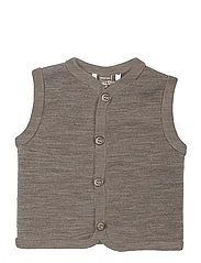Smallstuff - Vest, merino wool w. buttons, nature - kamizelki - nature - 0