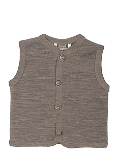 Vest, merino wool w. buttons, nature, Smallstuff