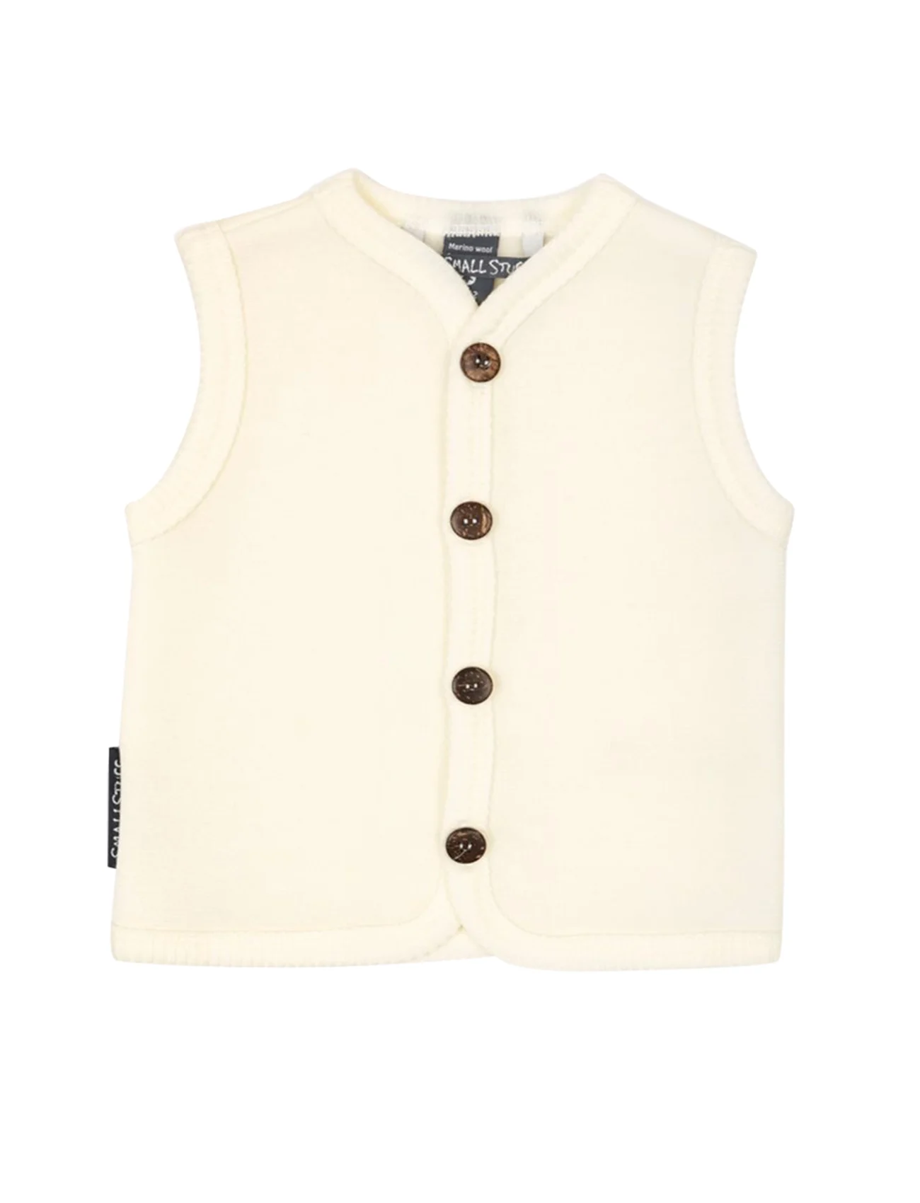 Smallstuff - Vest, merino wool w. buttons, offwhite - kamizelki - offwhite - 0