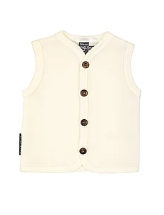 Vest, merino wool w. buttons, offwhite, Smallstuff