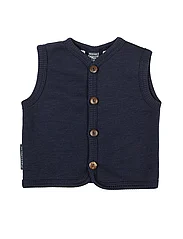Smallstuff - Vest, merino wool w. buttons, navy - västar - navy - 0