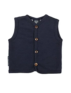 Vest, merino wool w. buttons, navy, Smallstuff