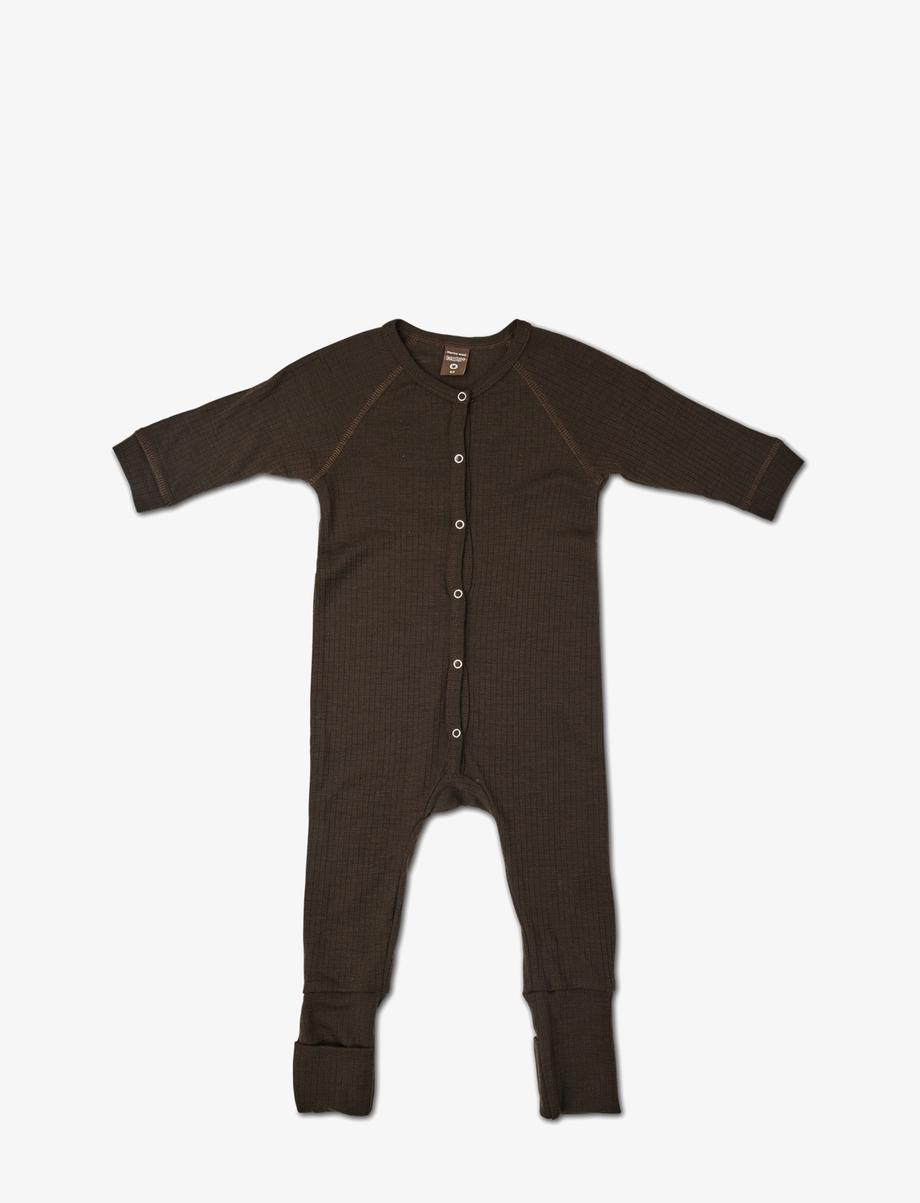Smallstuff Night Suit, Brown Drop Needle, Merino Wool, 80, Brown, Pyjamas > Pyjamas Onesie, Børn