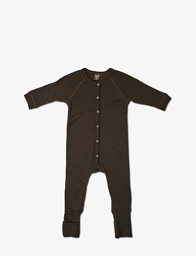 Night Suit, Brown Drop Needle, Merino Wool - One-Sie