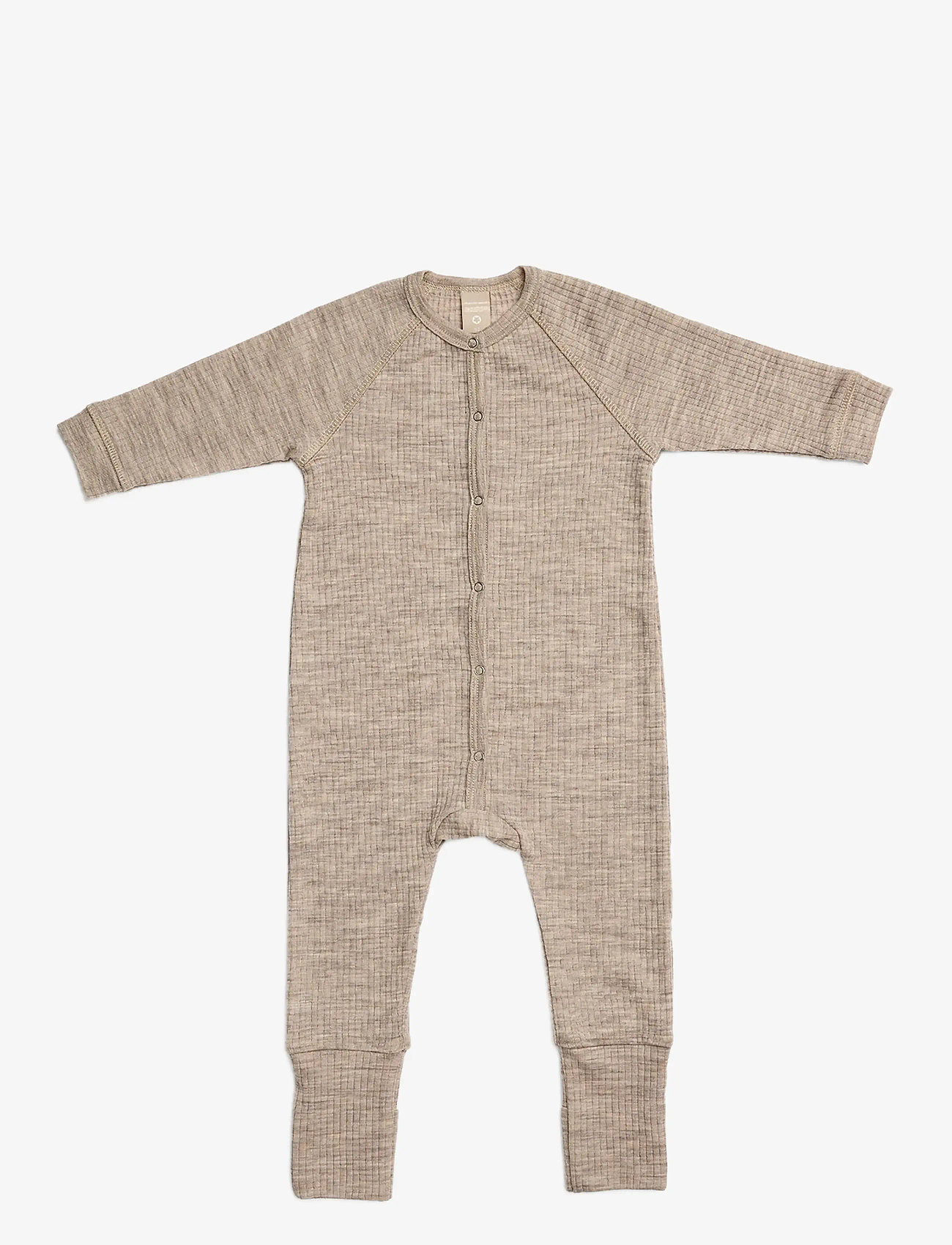 Smallstuff - Night suit, light nature melange drop needle, merino wool - sleeping overalls - light nature - 0