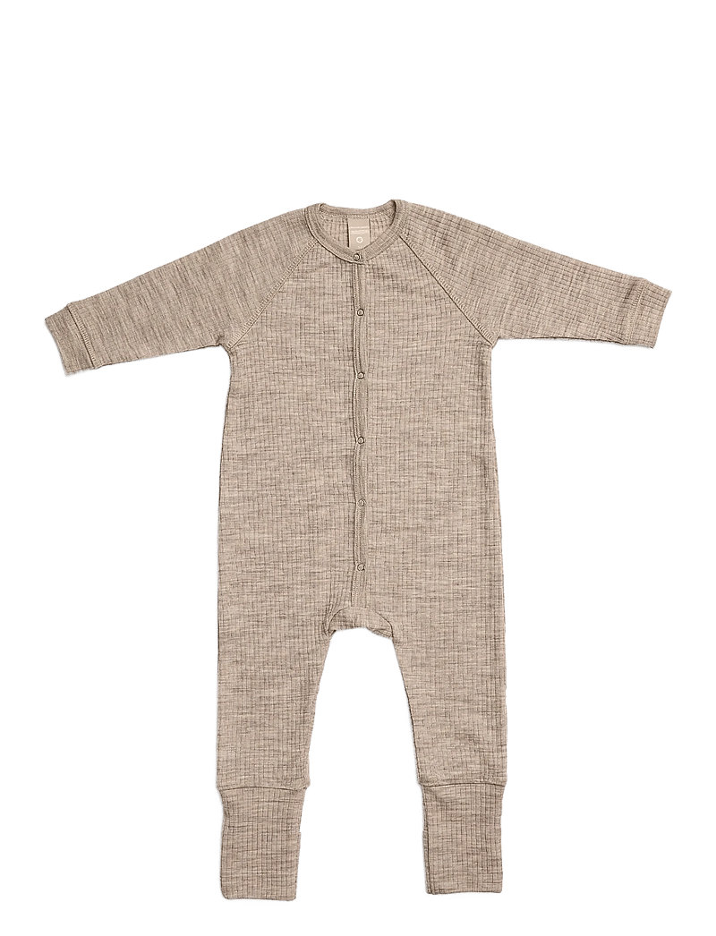 Smallstuff - Night suit, light nature melange drop needle, merino wool - sleeping overalls - light nature - 0