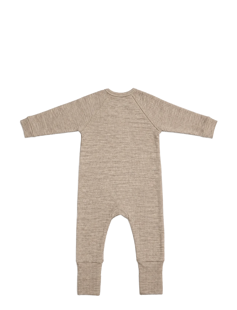 Smallstuff - Night suit, light nature melange drop needle, merino wool - schlafoveralls - light nature - 1