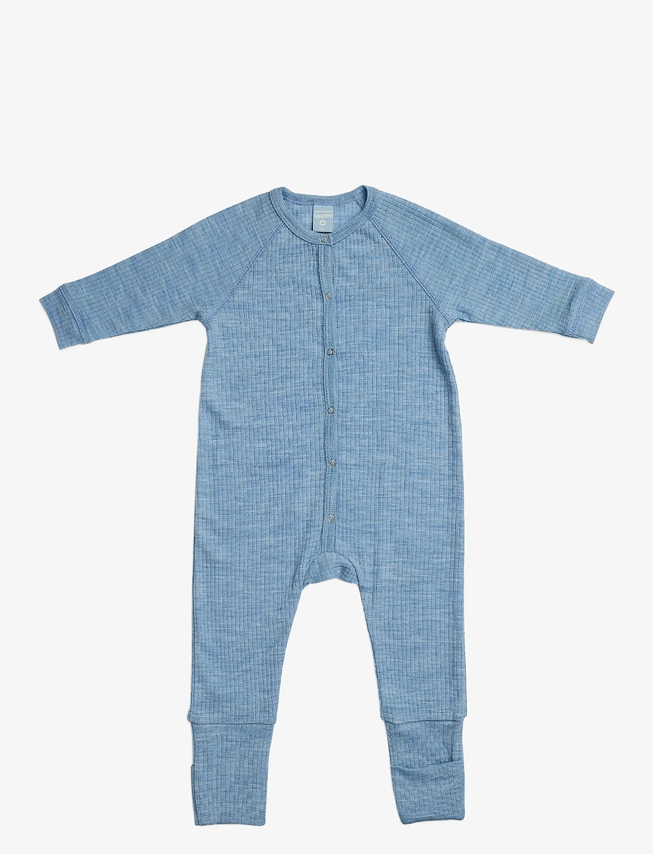 Smallstuff - Night suit, light blue melange drop needle, merino wool - magamiskombinesoonid - light blue - 0