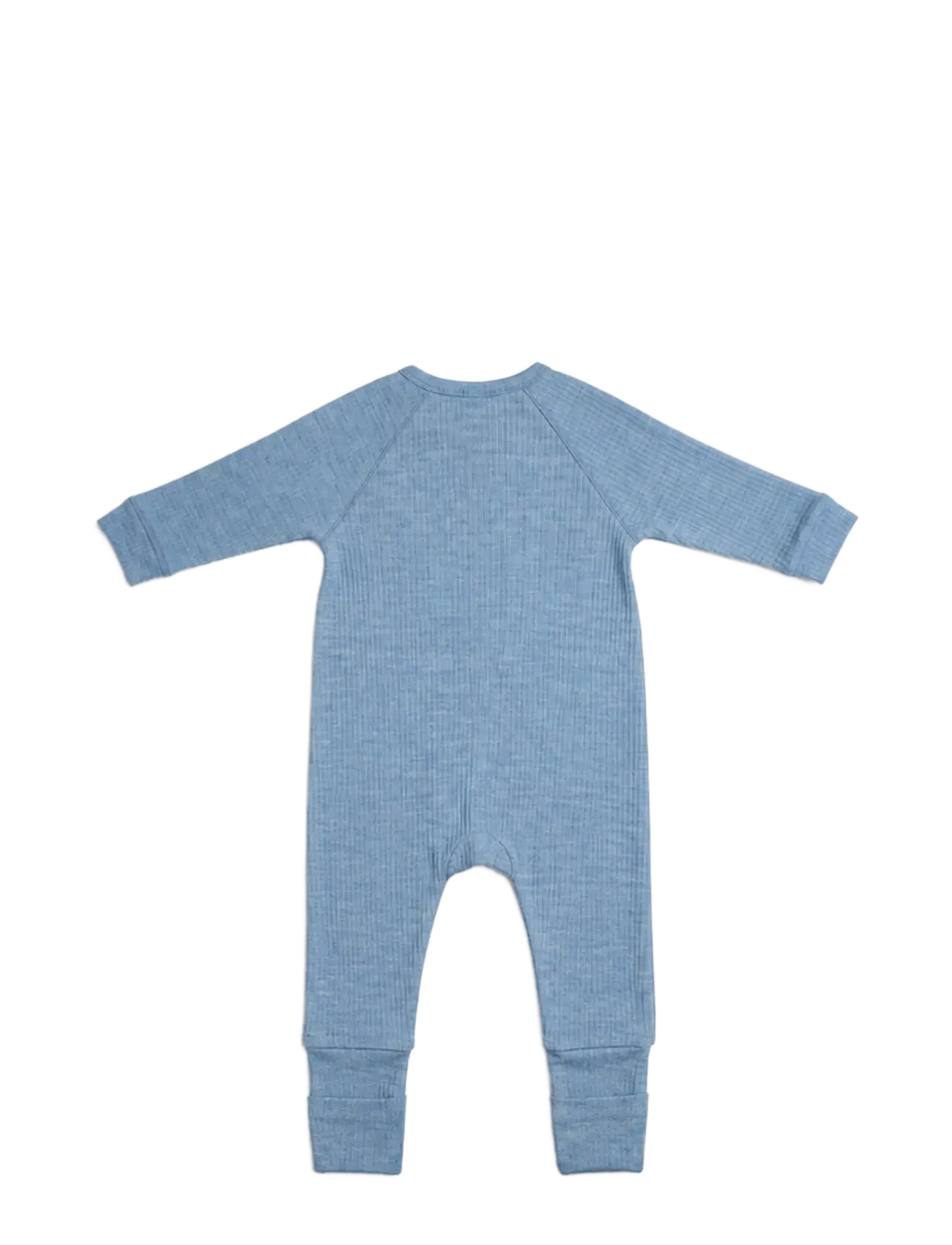 Smallstuff - Night suit, light blue melange drop needle, merino wool - schlafoveralls - light blue - 2