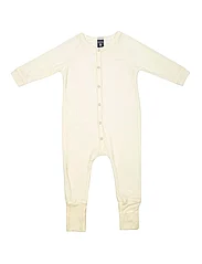 Smallstuff - Night suit, denim melange drop needle, merino wool - sleeping overalls - offwhite - 0