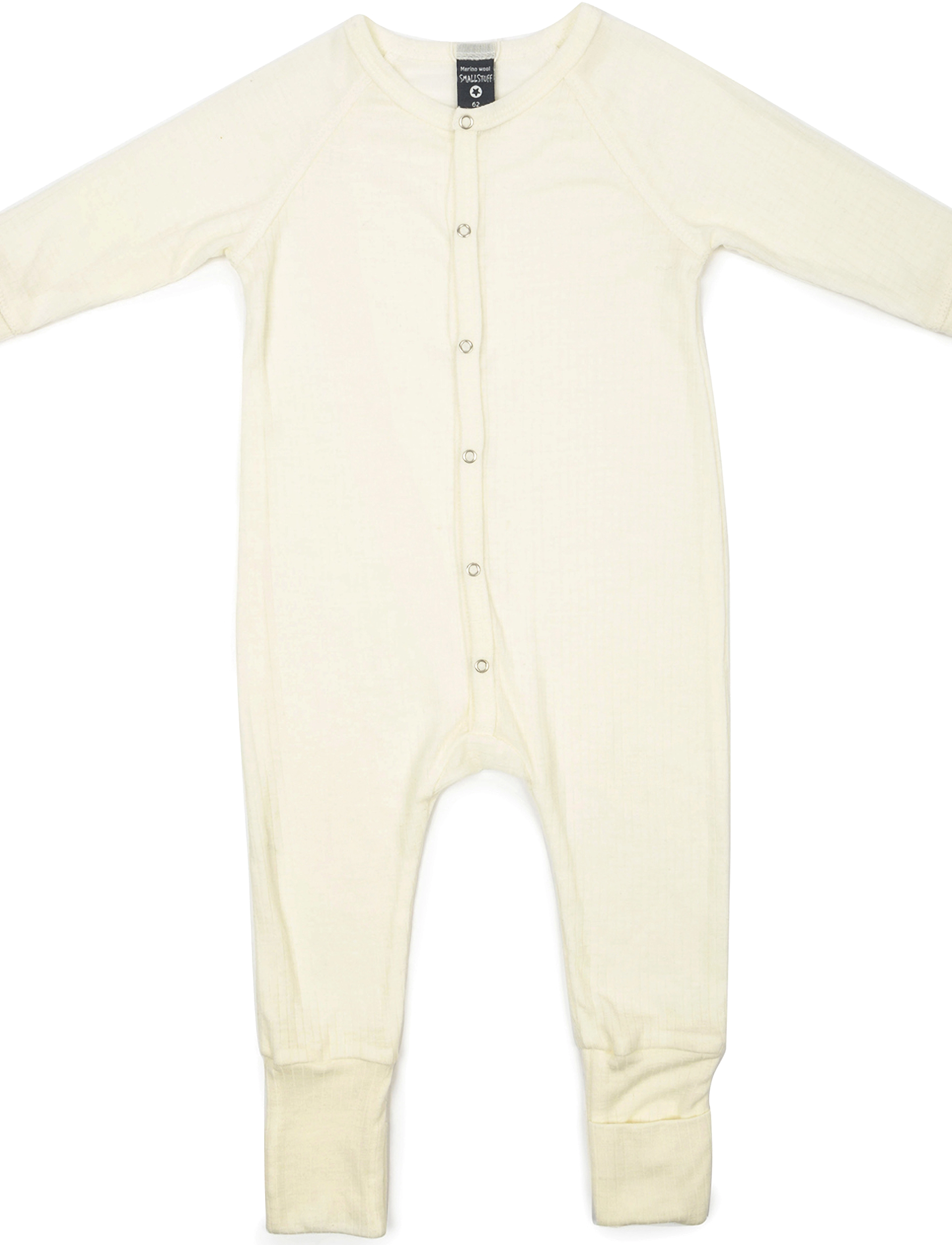 Smallstuff Night suit, denim melange drop needle, merino wool - Sovoveraller - OFFWHITE / cream