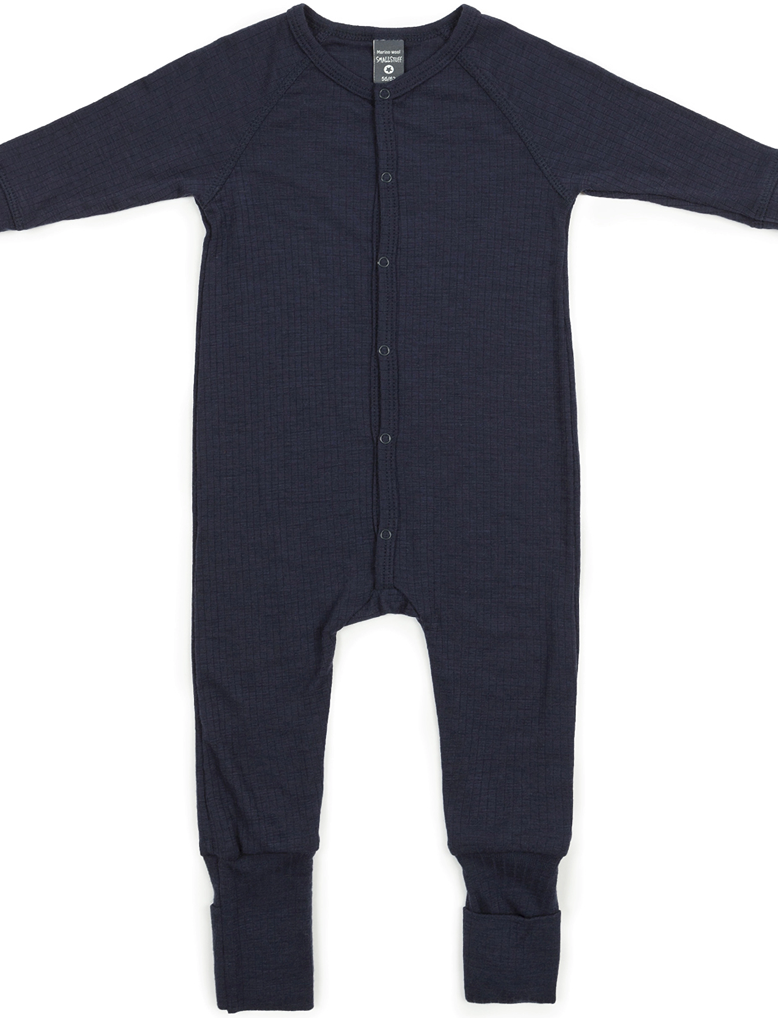 Smallstuff Night Suit, Navy Drop Needle, Merino Wool, 62, Navy, Pyjamas > Pyjamas Onesie, Børn
