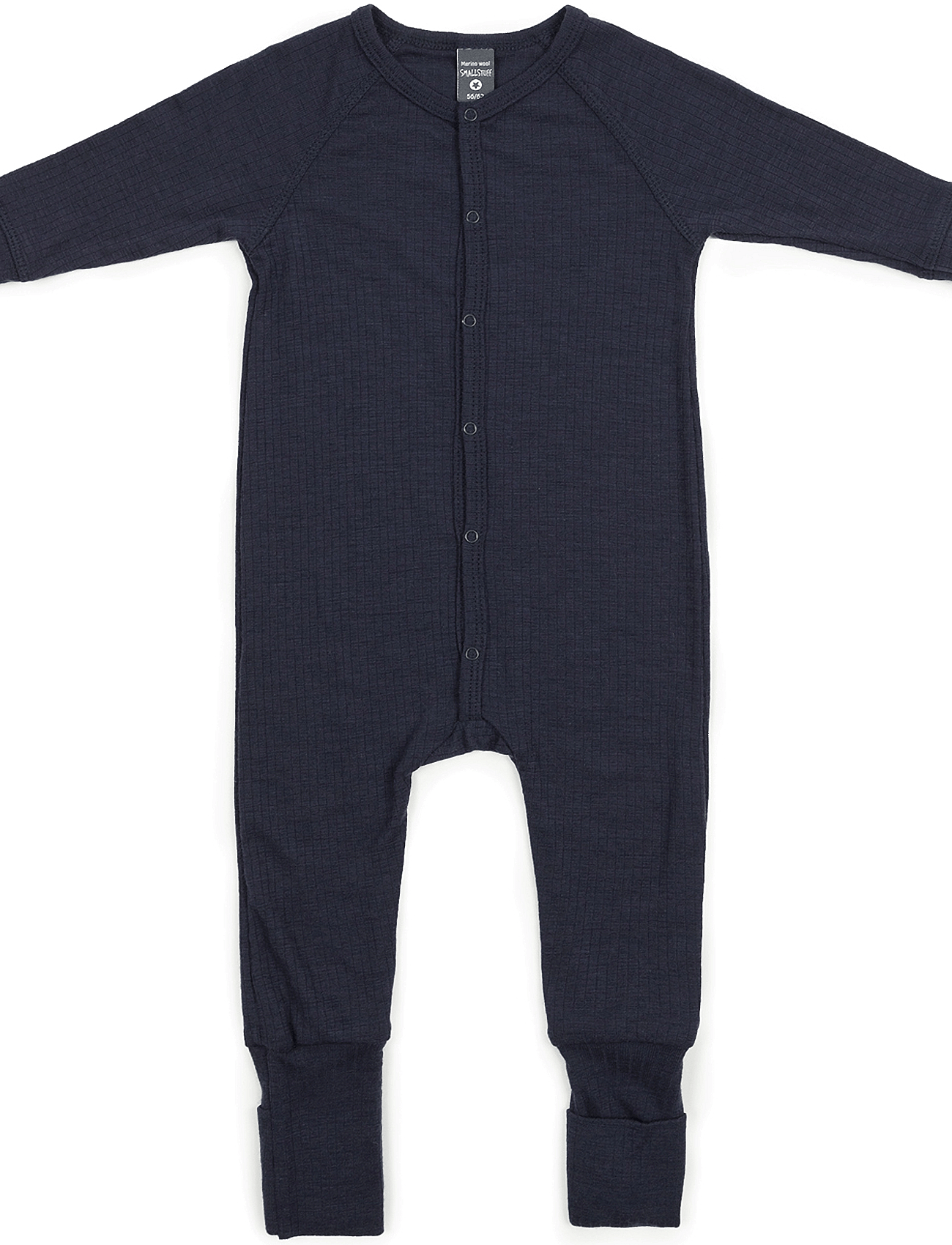 Smallstuff Night Suit, Navy Drop Needle, Merino Wool - Navy - 86
