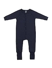 Smallstuff - Night suit, navy drop needle, merino wool - schlafoveralls - navy - 0