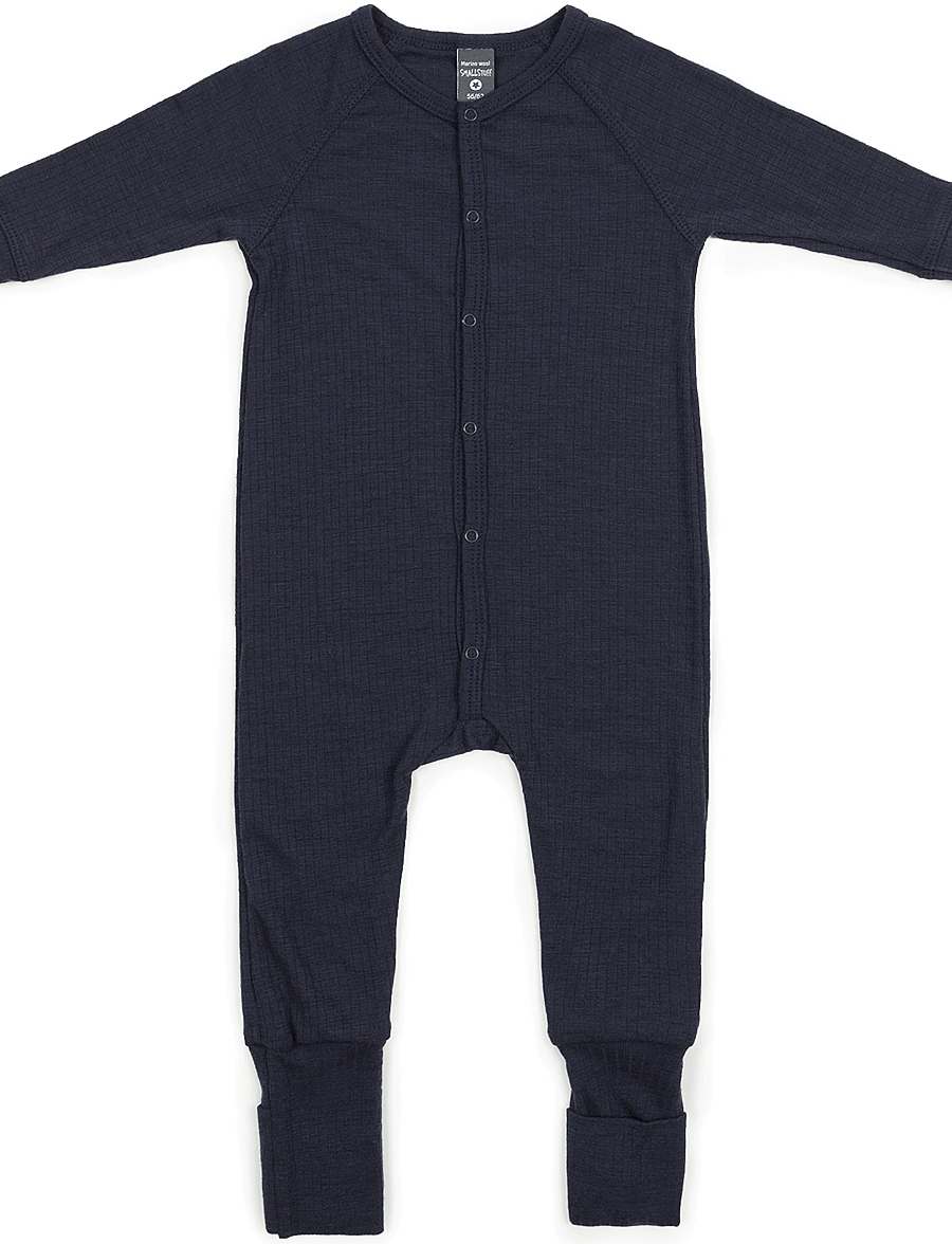 Smallstuff - Night suit, navy drop needle, merino wool - natdragter - navy - 0