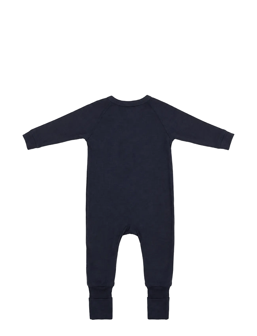 Smallstuff - Night suit, navy drop needle, merino wool - schlafoveralls - navy - 1