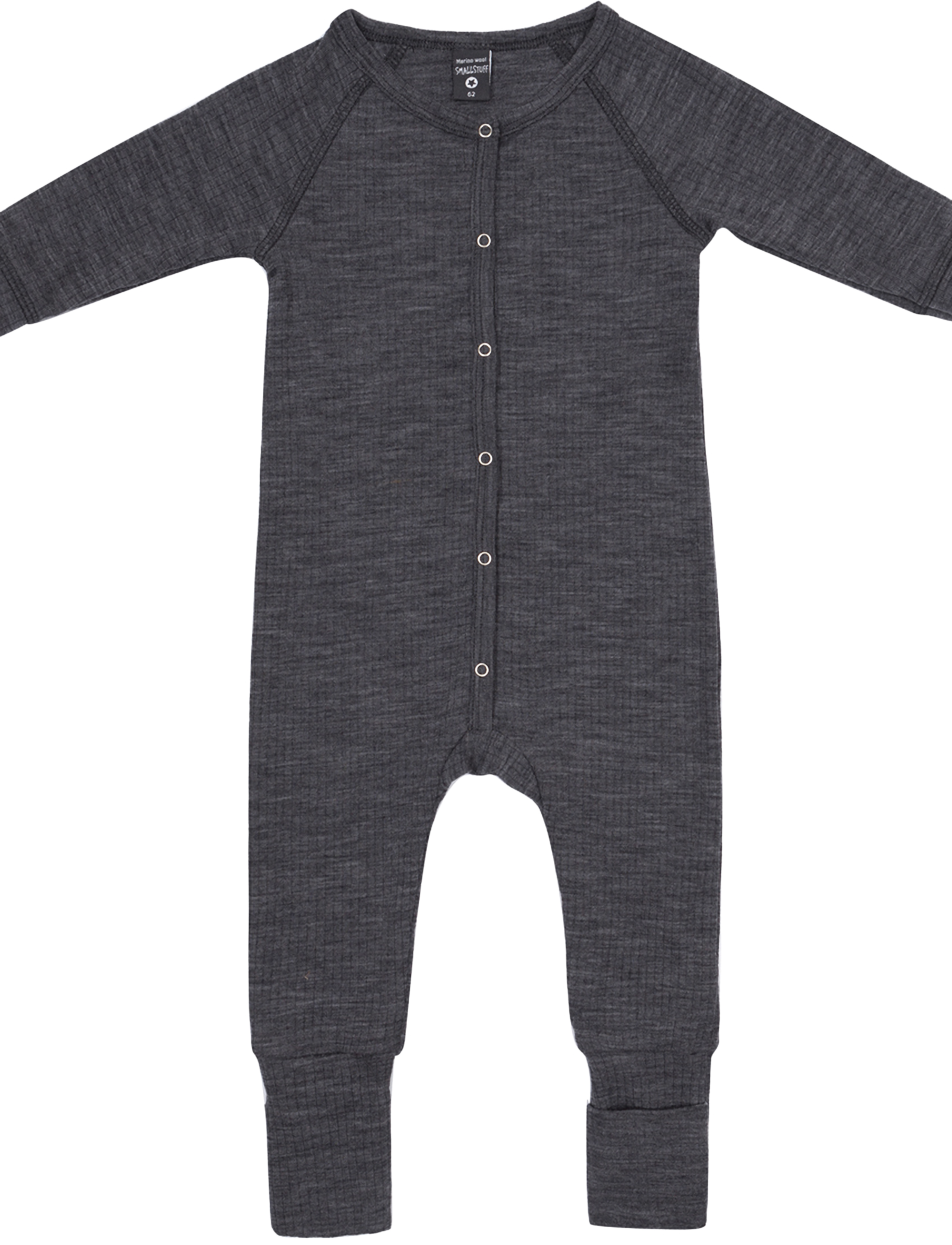 Smallstuff Night suit, dark grey drop needle, merino wool - Baby 0-2 år - DARK GREY / grey