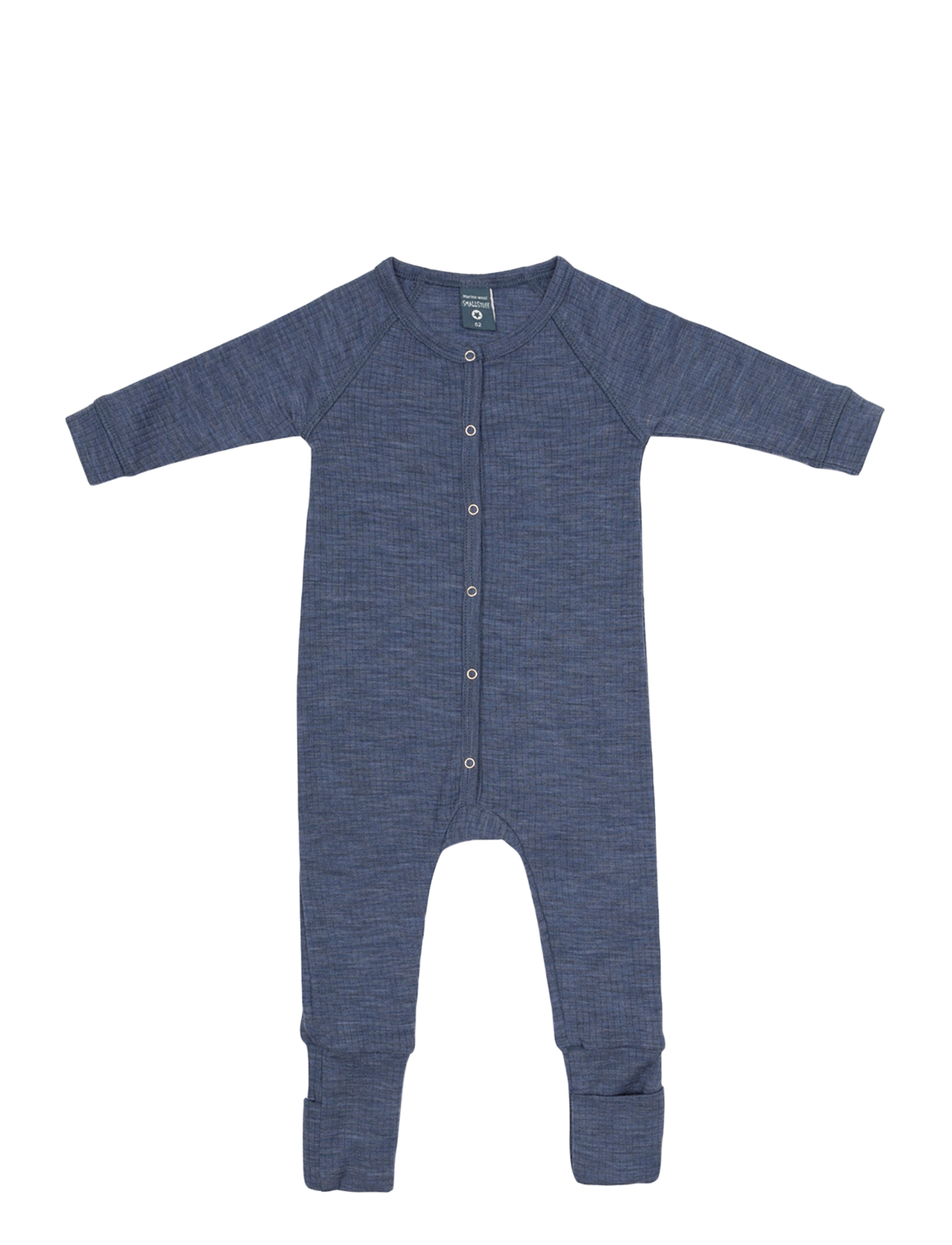 Smallstuff Nightsuit, Børn, Baby Ribbet Heldragt, Blå, Str: 56