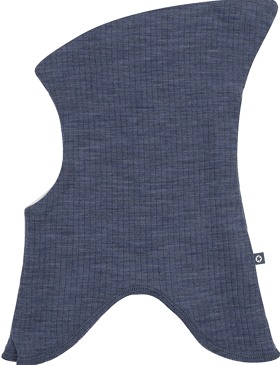 Smallstuff - Balaclava, 2 layers, denim melange drop needle, merino wool - vinter tilbehør - denim - 0