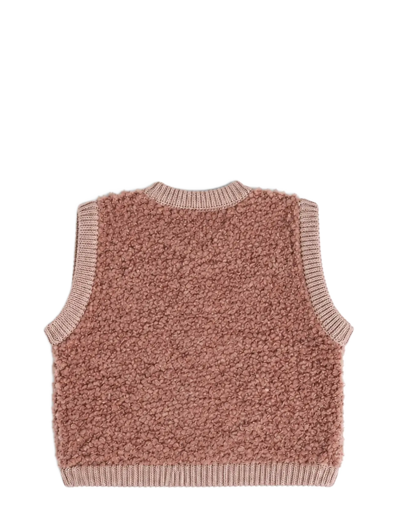 Smallstuff - Vest w. buttons, bouclé merino wool, rose - džemprid - rose - 2