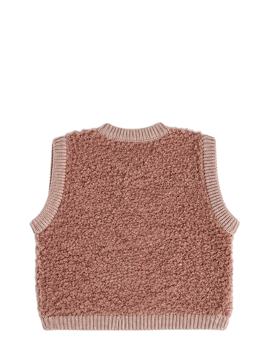 Smallstuff - Vest w. buttons, bouclé merino wool, rose - džemprid - rose - 2