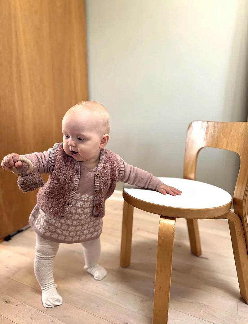 Smallstuff - Vest w. buttons, bouclé merino wool, rose - pullover - rose - 3