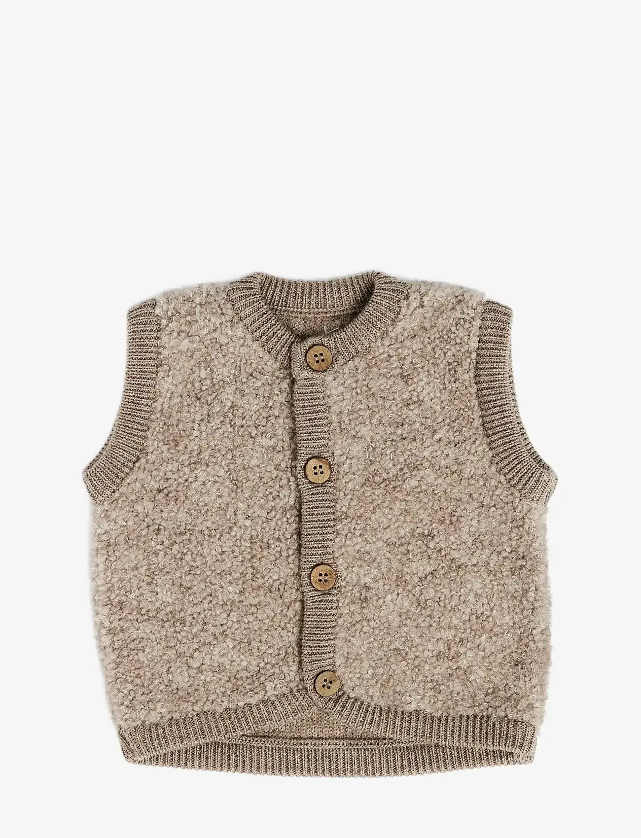 Smallstuff - Vest w. buttons, bouclé merino wool, natur melange - osta vanuse järgi - nature melange - 1