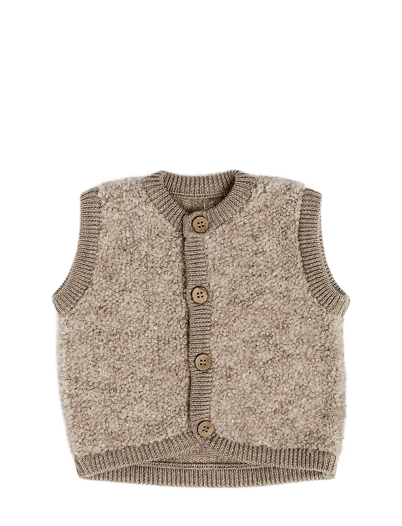 Smallstuff - Vest w. buttons, bouclé merino wool, natur melange - osta vanuse järgi - nature melange - 1