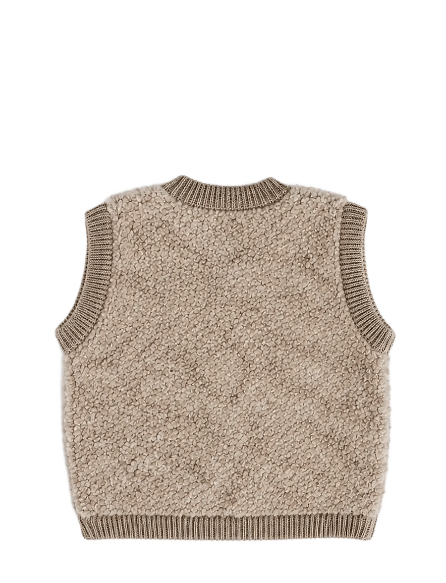 Smallstuff - Vest w. buttons, bouclé merino wool, natur melange - osta vanuse järgi - nature melange - 2
