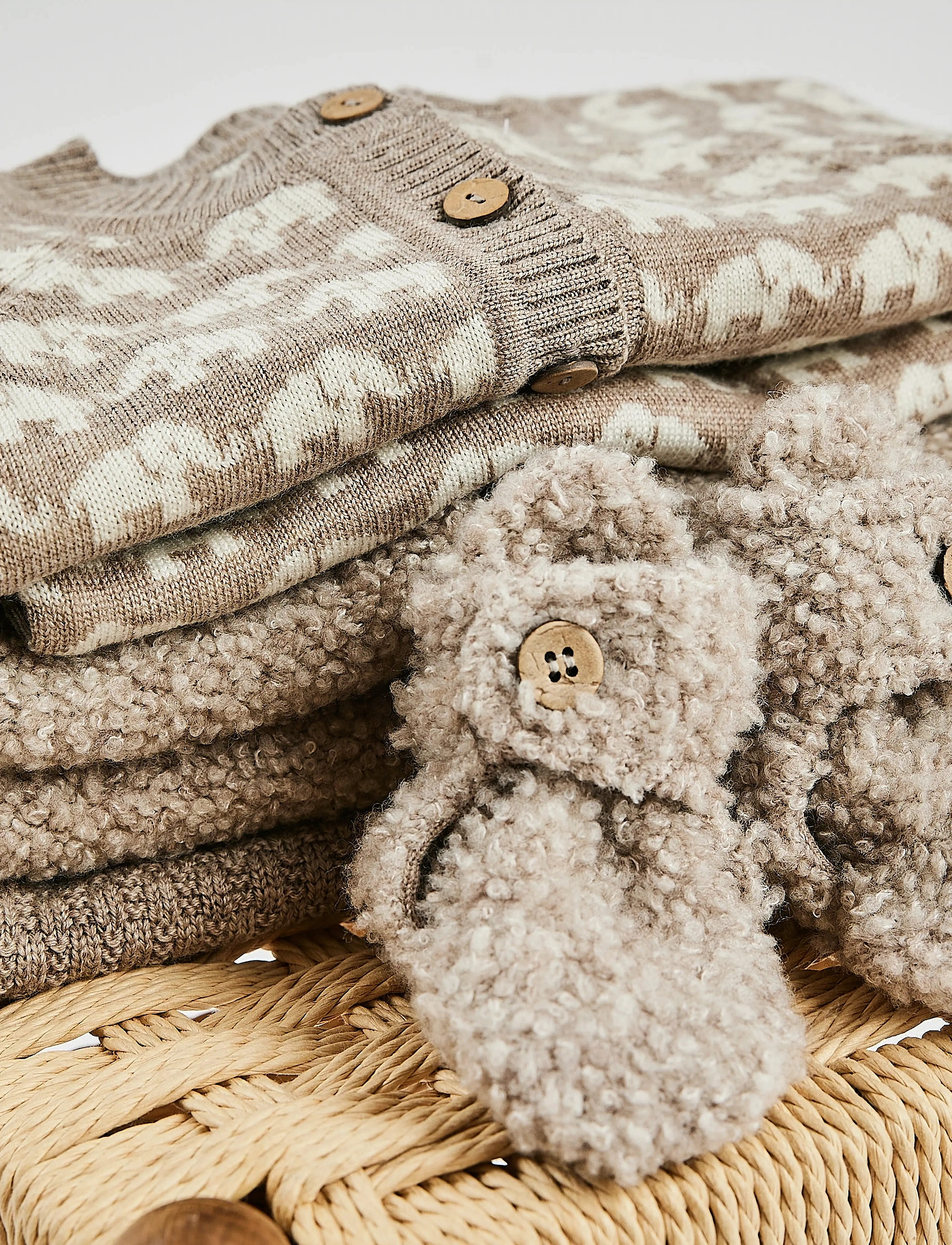 Smallstuff - Vest w. buttons, bouclé merino wool, natur melange - nature melange - 2
