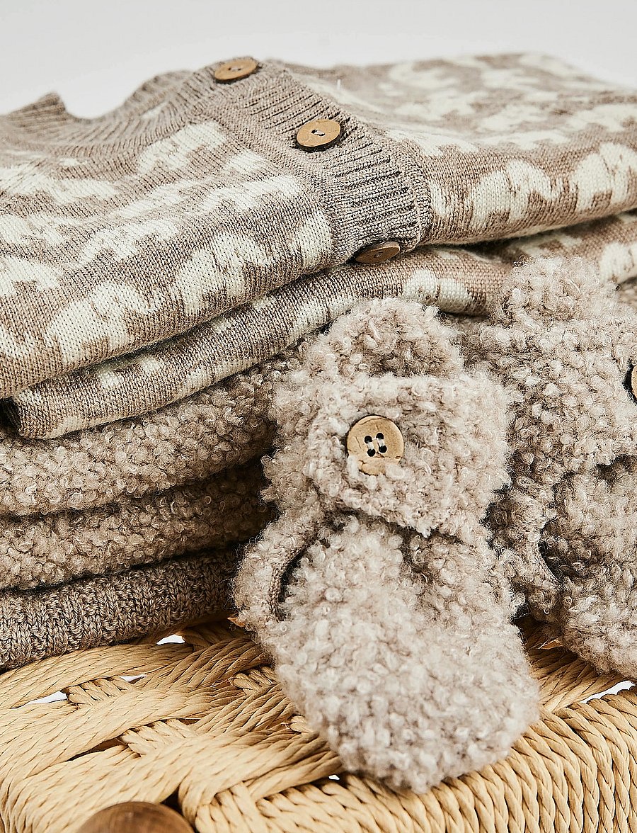 Smallstuff - Vest w. buttons, bouclé merino wool, natur melange - nature melange - 2