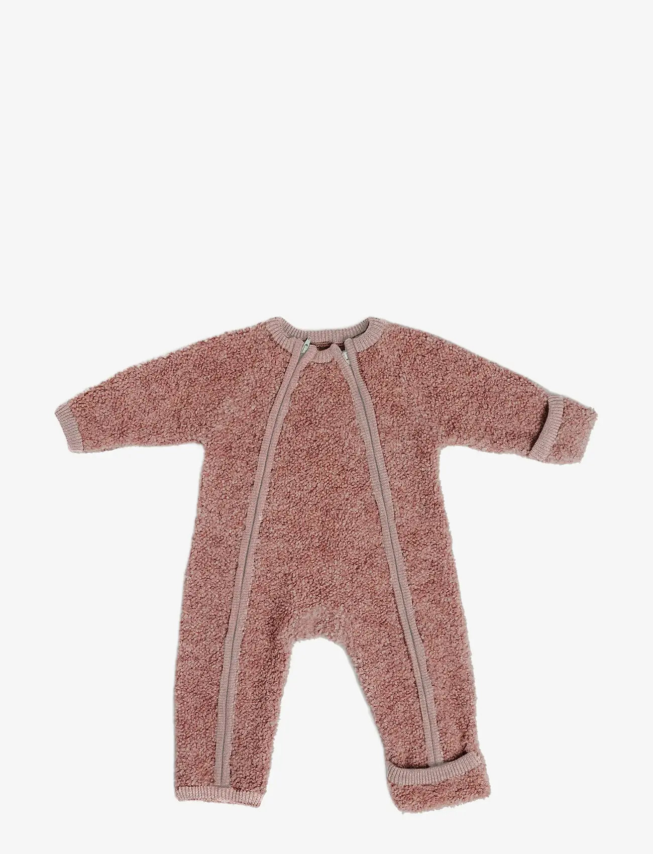 Smallstuff - Jumpsuit w. zipper, bouclé merino wool, rose - buksedragter - rose - 0