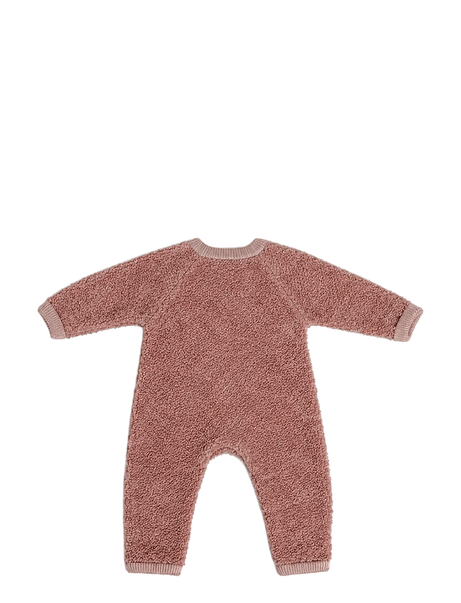 Smallstuff - Jumpsuit w. zipper, bouclé merino wool, rose - jumpsuits - rose - 1