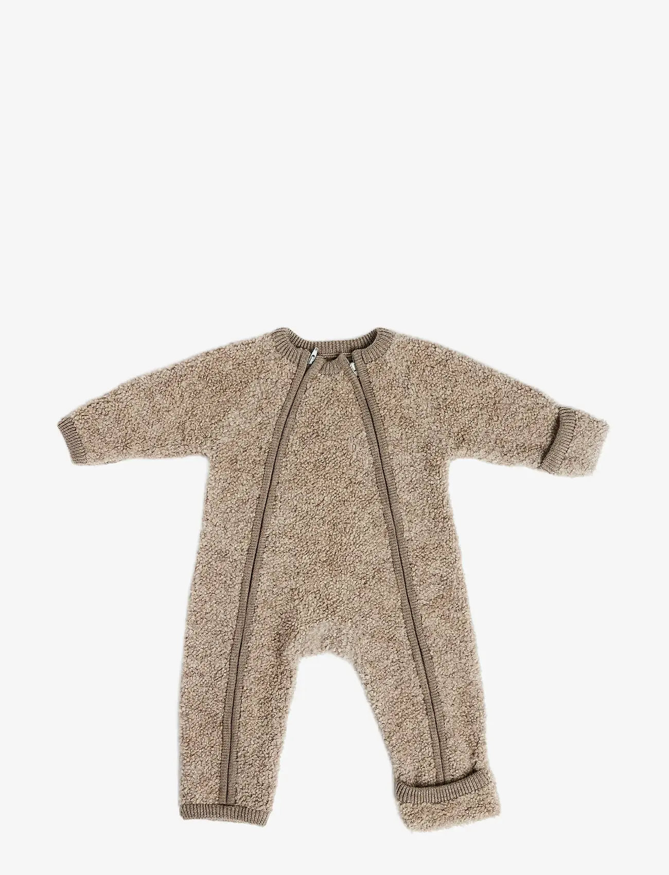 Smallstuff - Jumpsuit w. zipper, bouclé merino wool, natur melange - buksedragter - nature melange - 1