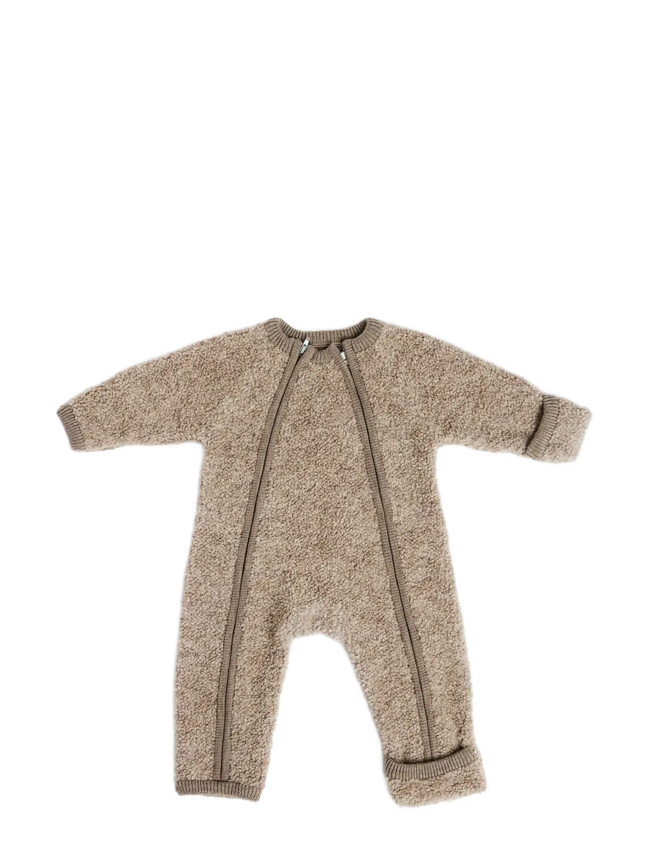 Smallstuff Jumpsuit w. zipper, bouclé merino wool, natur melange - Buksedragter - NATURE MELANGE / beige
