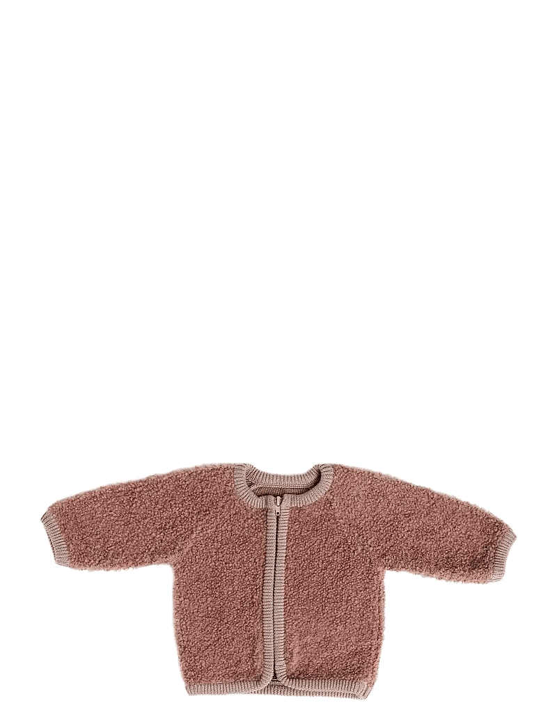 Smallstuff - Cardigan w. zipper, bouclé merino wool, rose - fleecejacken - rose - 1