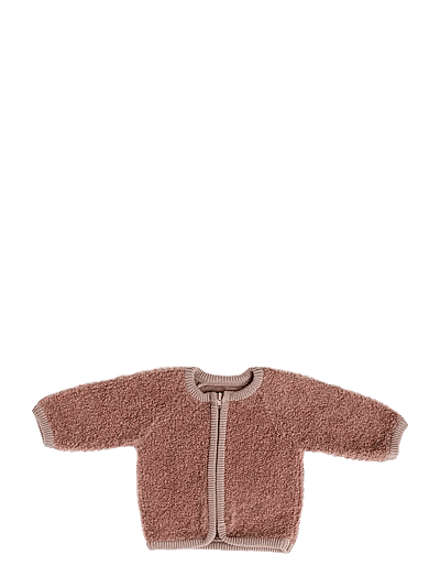 Cardigan W. Zipper, Bouclé Merino Wool, Rose - Jakker